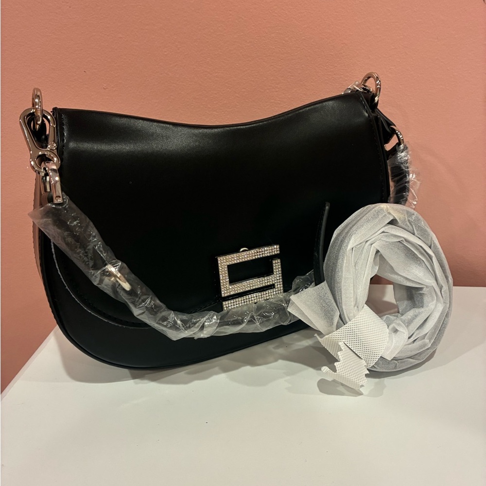 Black Shoulder Bag with Gold Accents - Picture 3 of 3